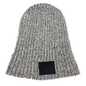 Love Your Melon Adult Cozy Knit Slouch Beanie Gray w/ Black Patch Made in USA